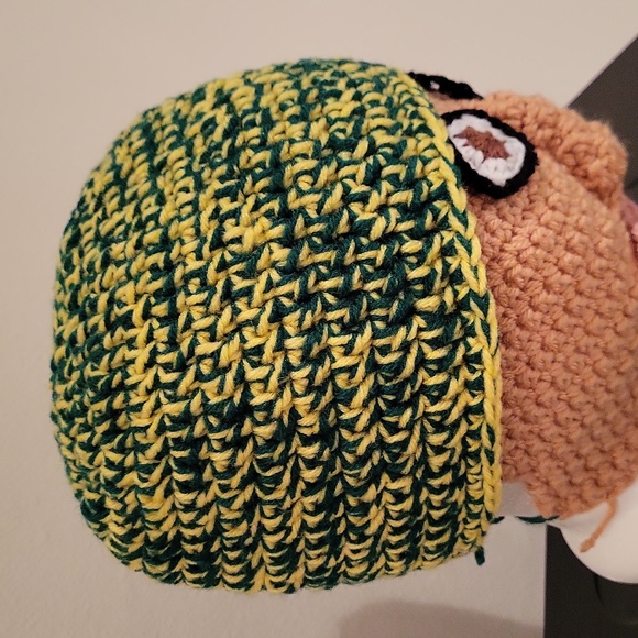 Beardo hat! Hat with beard. NWOT handmade crochet by me. Yellow green brown - Picture 7 of 14